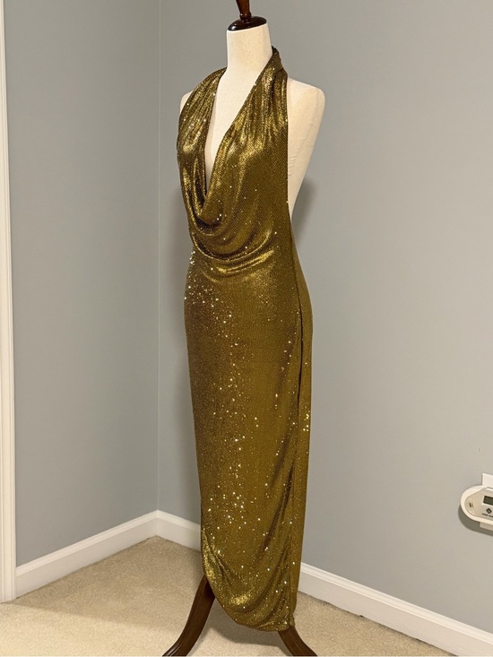 AKIRA Dresses & Skirts - AKIRA POPPIN' BOTTLES RHINESTONE MAXI DRESS IN GOLD